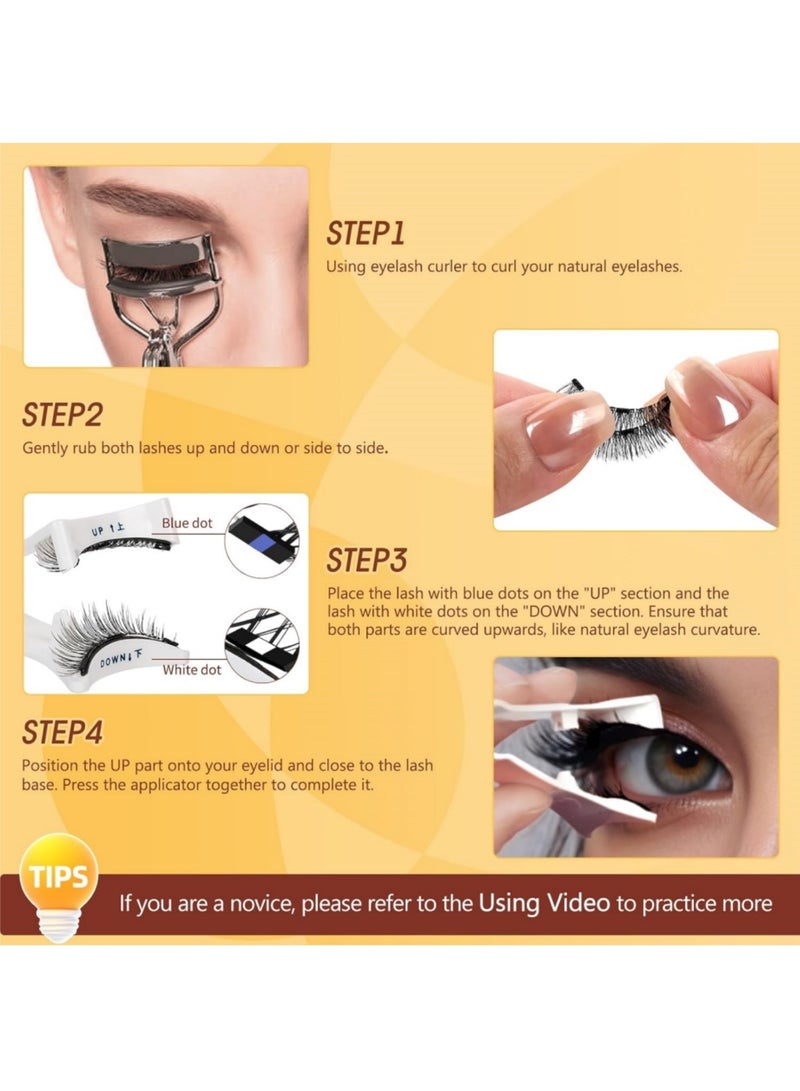 saykfoe Magnetic Eyelashes 4 Pair Reusable Magnetic Eyelashes with Applicator No Glue Needed Eyelashes Natural Look Lash Clusters Kit Easy to Wear and Remove (4 Pairs-A04) - Image 2